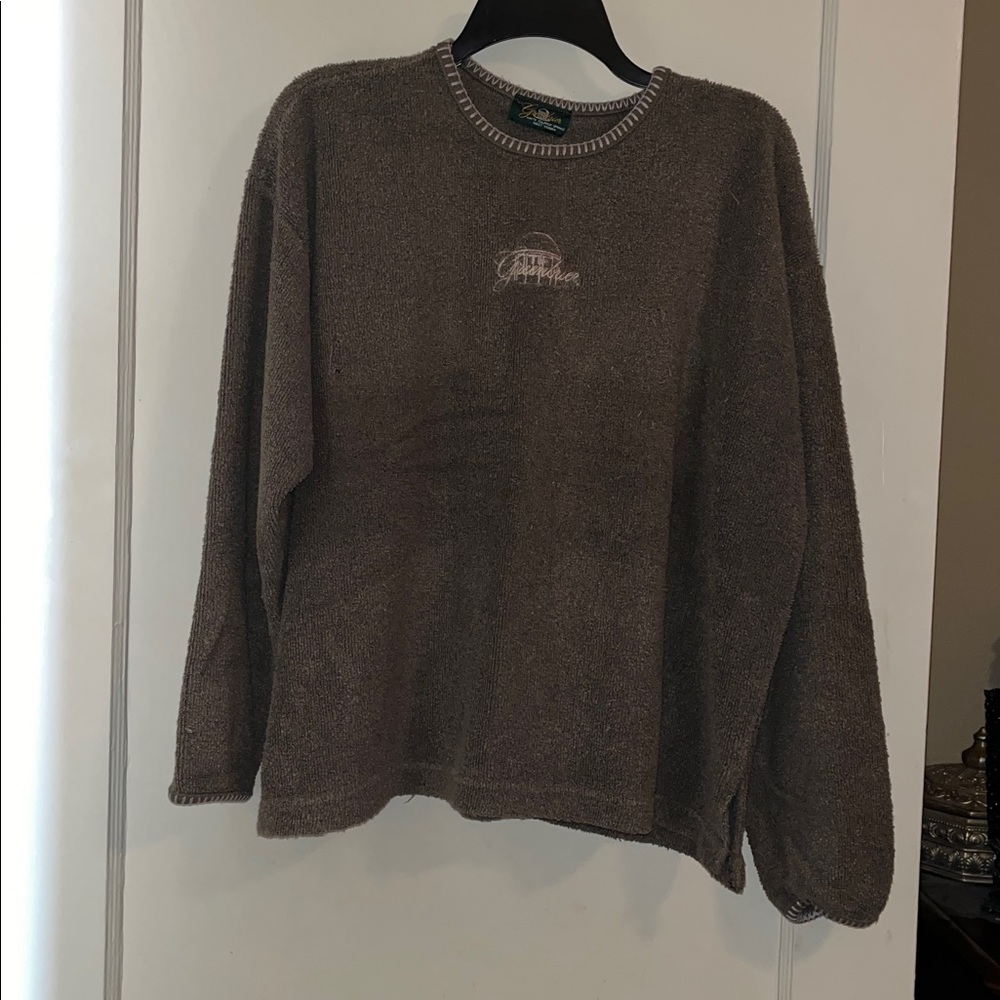 Vintage The Greenbriar resort hotel brown Pullover terry cloth Sweater
